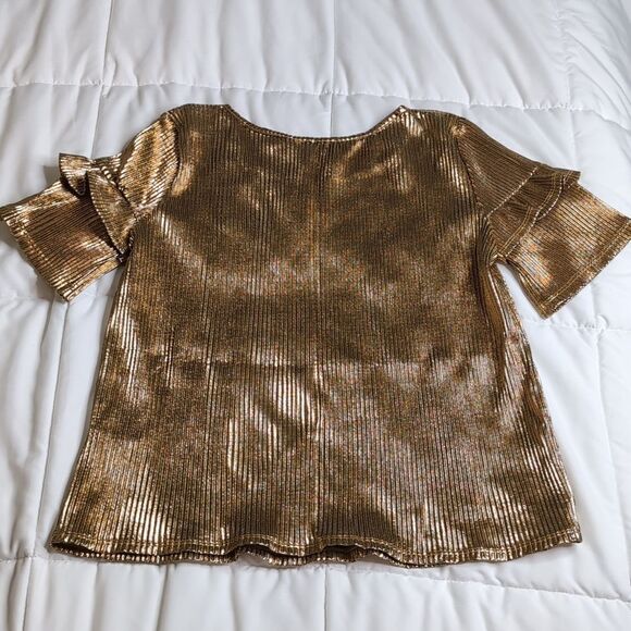 Love Fire Girls Large Gold Ruffle Sleeve Blouse, NEW - Picture 6 of 9